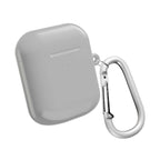Silver AirPods Pro protective hard shell case with carabiner clip