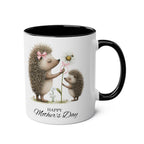 Cute hedgehog Mother's Day gift mug with charming design and message.