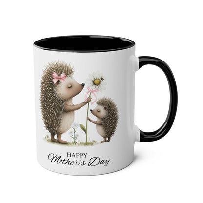Cute hedgehog Mother's Day gift mug with charming design and message.