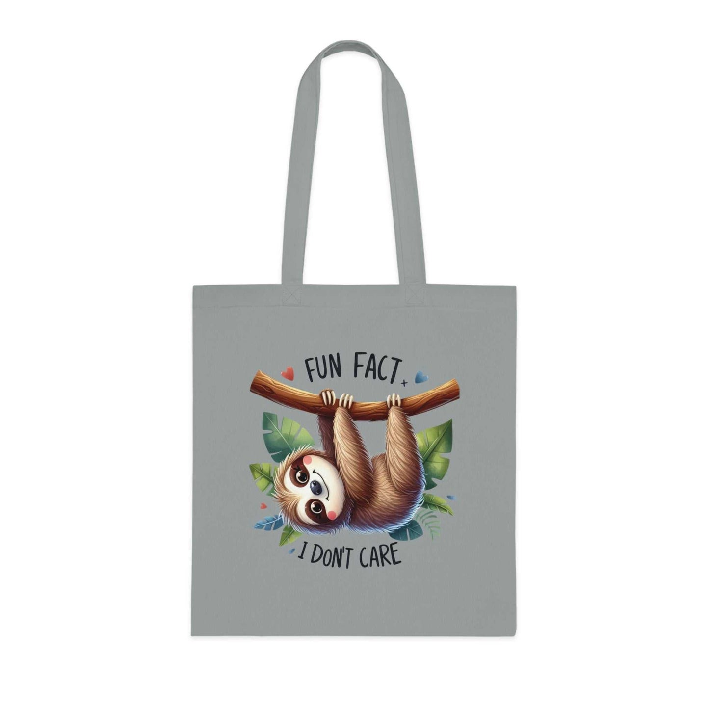 Cotton tote with cute sloth design and playful vibe, perfect for sloth lovers.