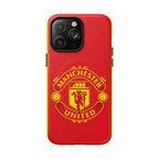 Red Manchester United MagSafe iPhone case with official-inspired crest and dual-layer protection