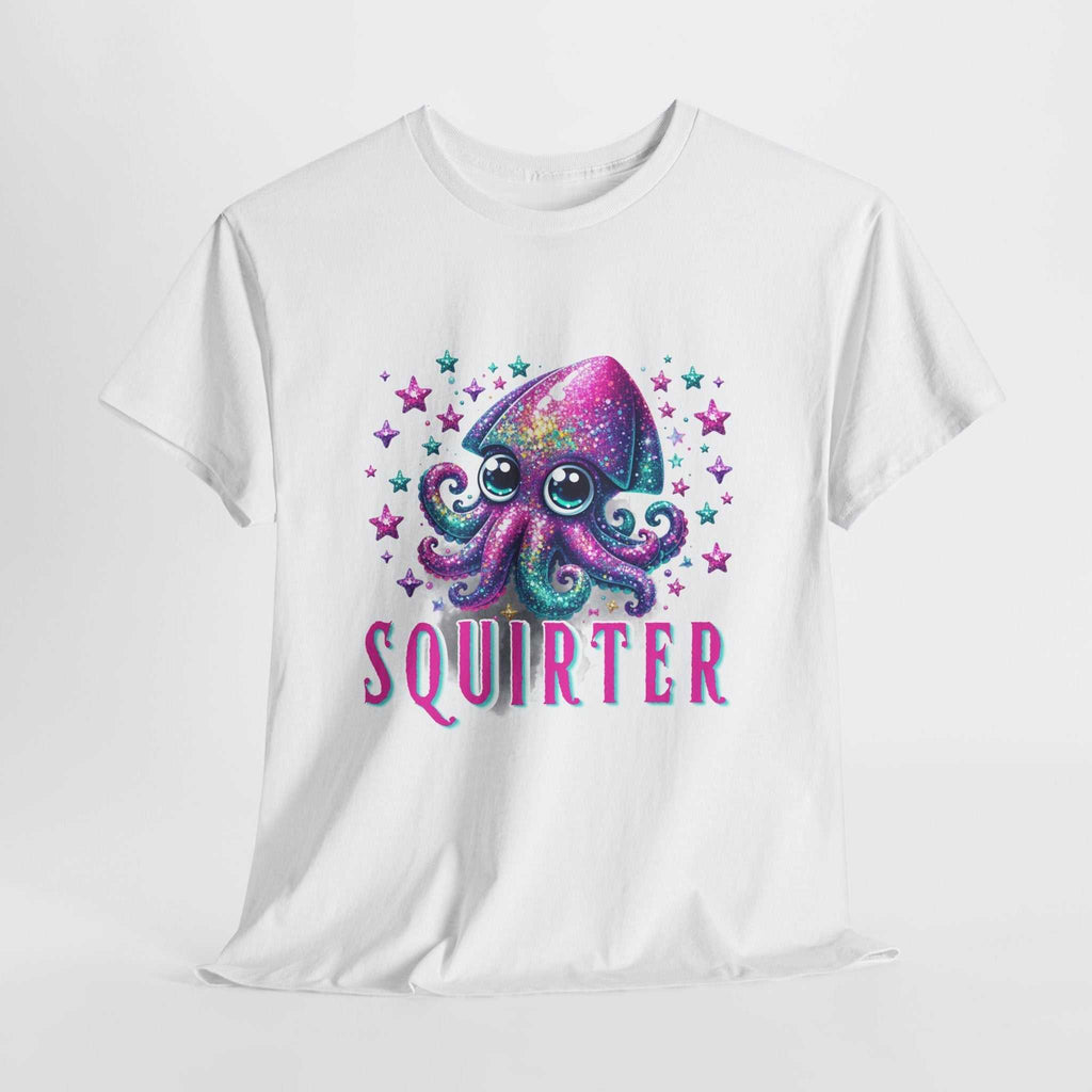 Cheeky Squirter Fun Squid T-Shirt with bold squid graphic on soft cotton fabric