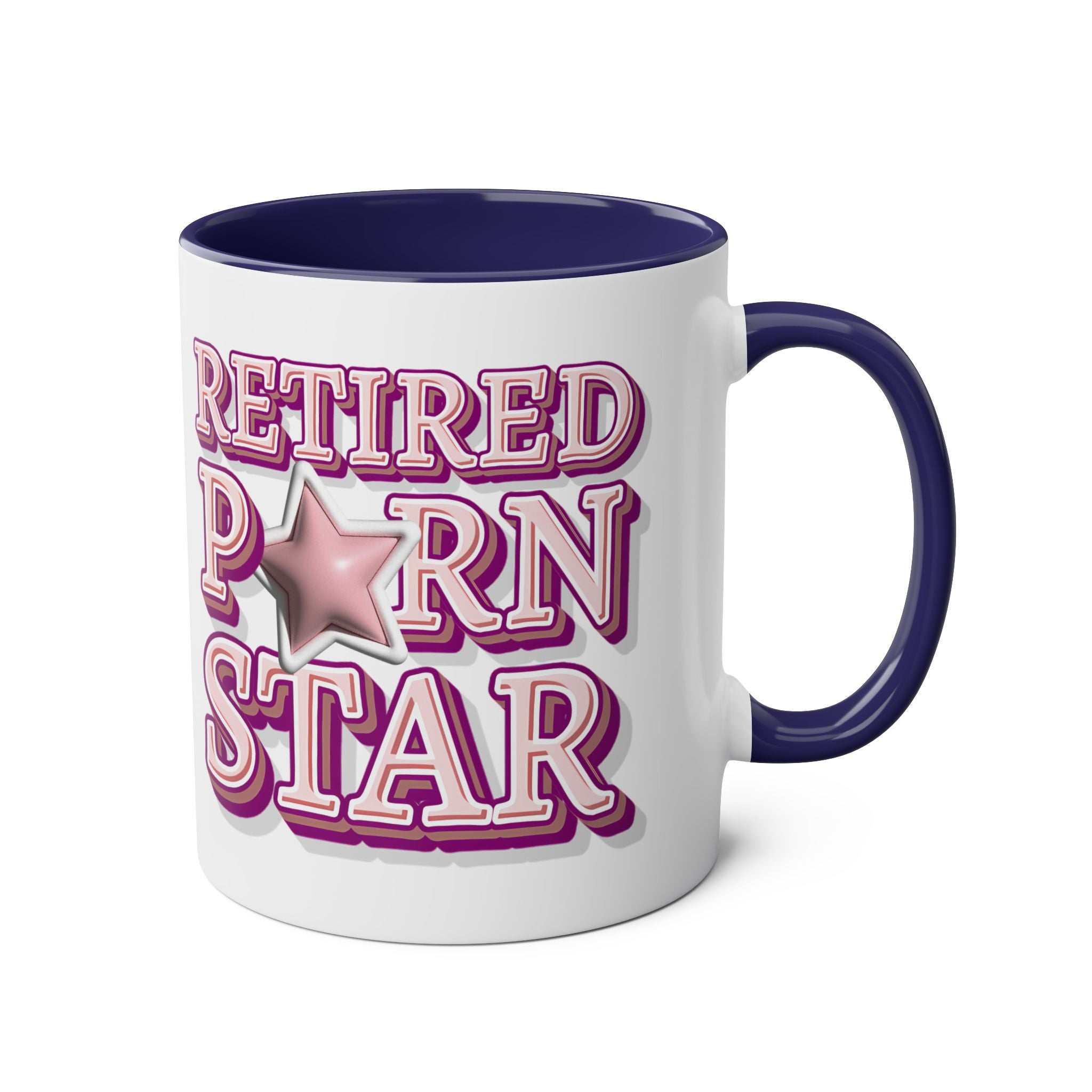 Retired Porn Star Mug with bold, cheeky design for humorous gifts and morning coffee.