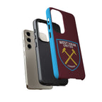 West Ham United magnetic Samsung case with claret and blue colors and dual-layer protection