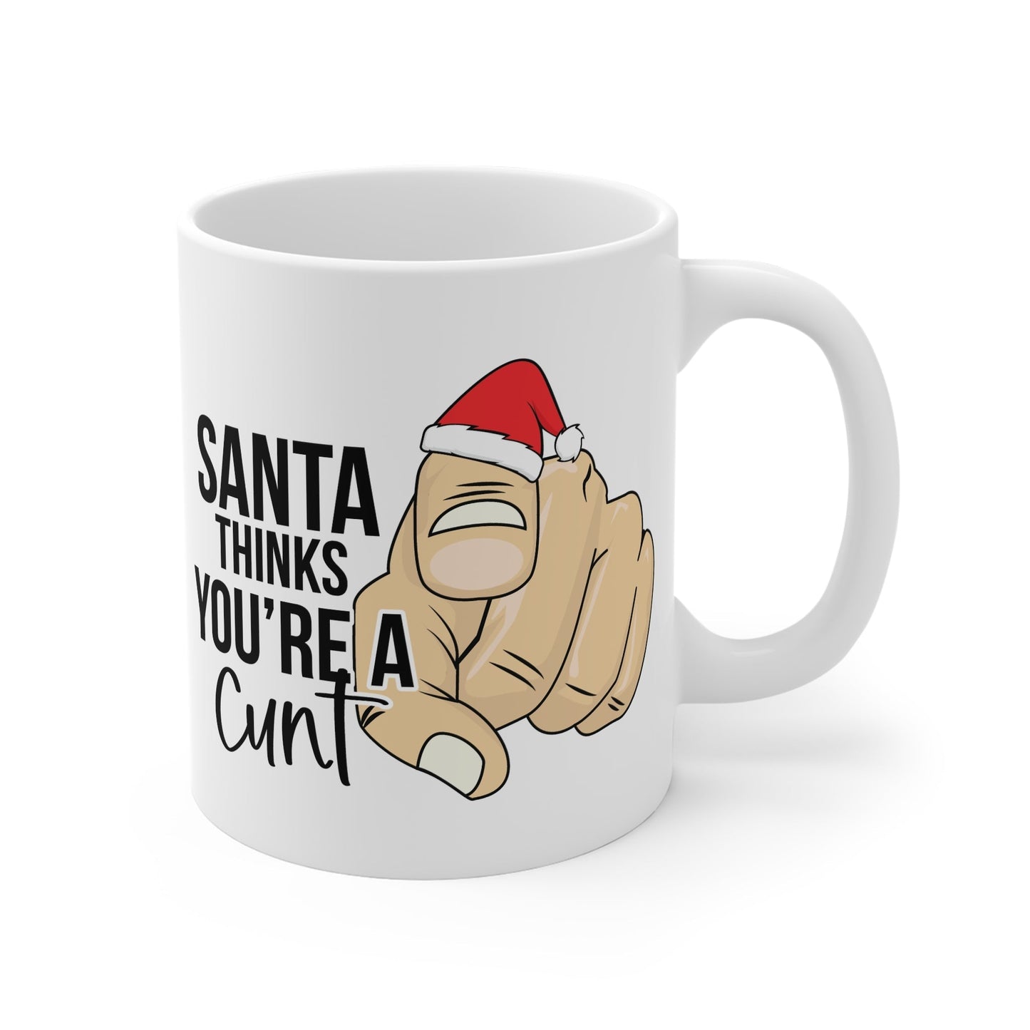 Rude Christmas Mug with cheeky festive design, 11oz ceramic, microwave and dishwasher safe.