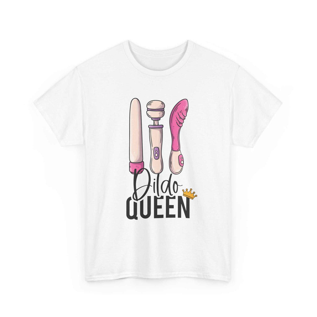 Black Dildo Queen T-Shirt with bold graphic, soft 100% cotton, medium-weight fabric, perfect for confident, cheeky style