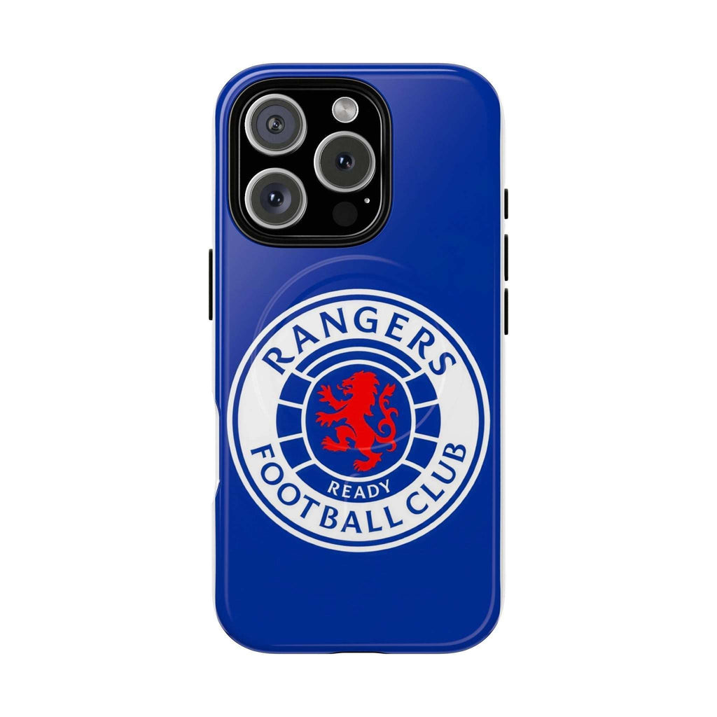 Rangers FC MagSafe iPhone case in royal blue with official-inspired crest and durable dual-layer protection