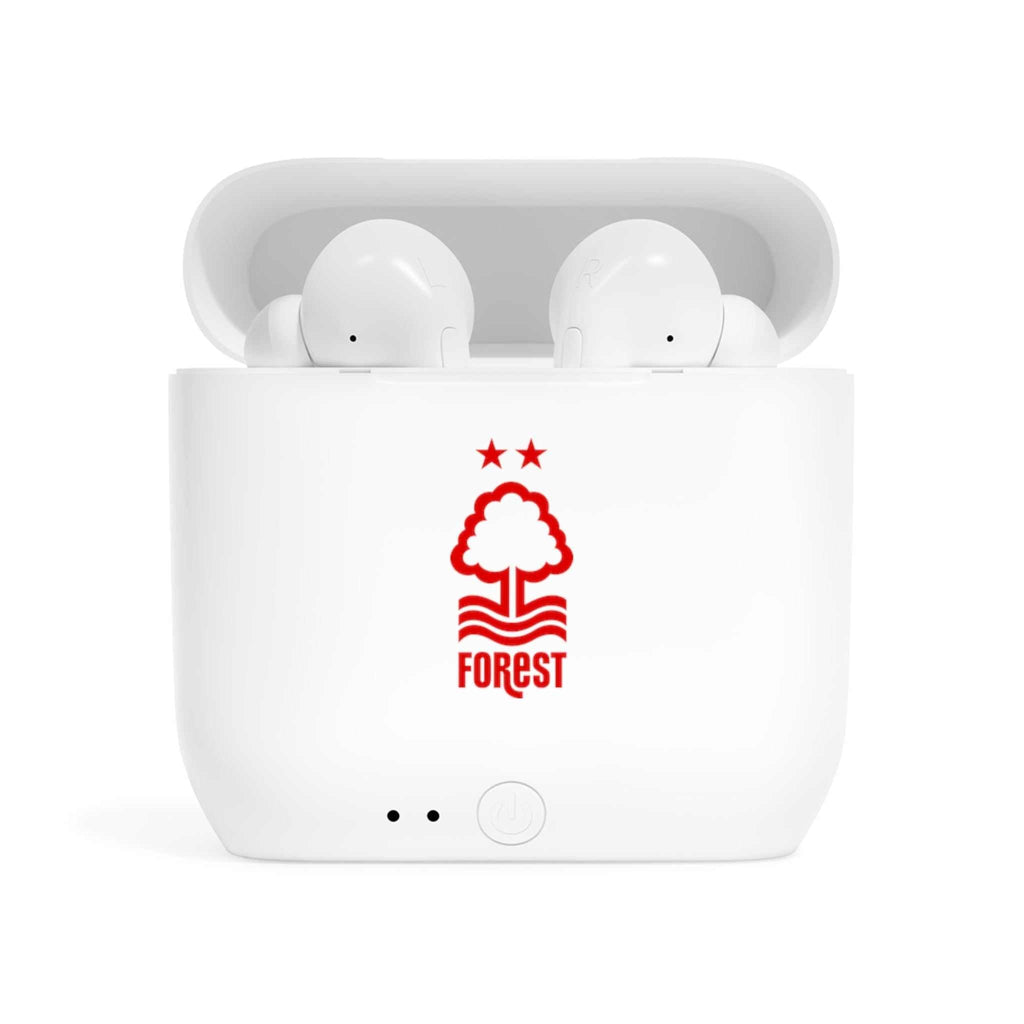 Nottingham Forest Fc fan-inspired wireless earbuds with charging case and club crest design