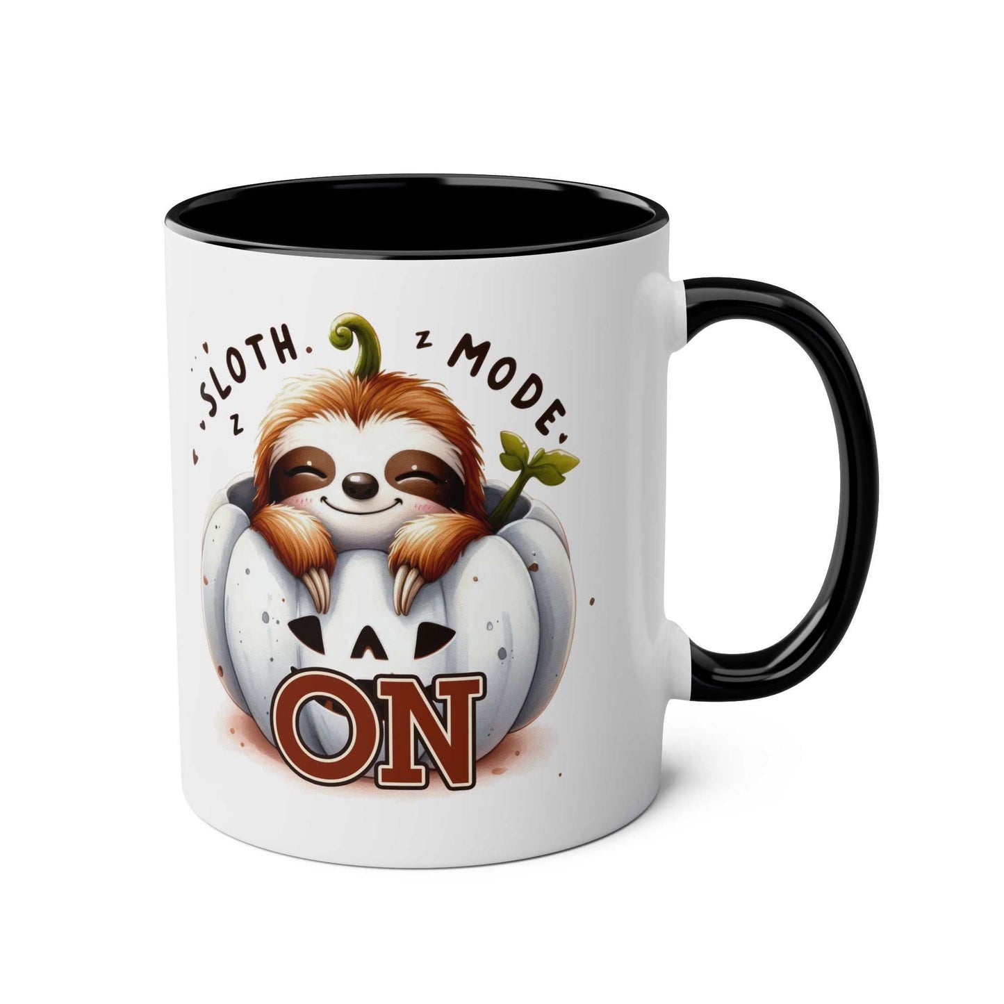 Cute sloth coffee mug with a whimsical design and glossy finish.