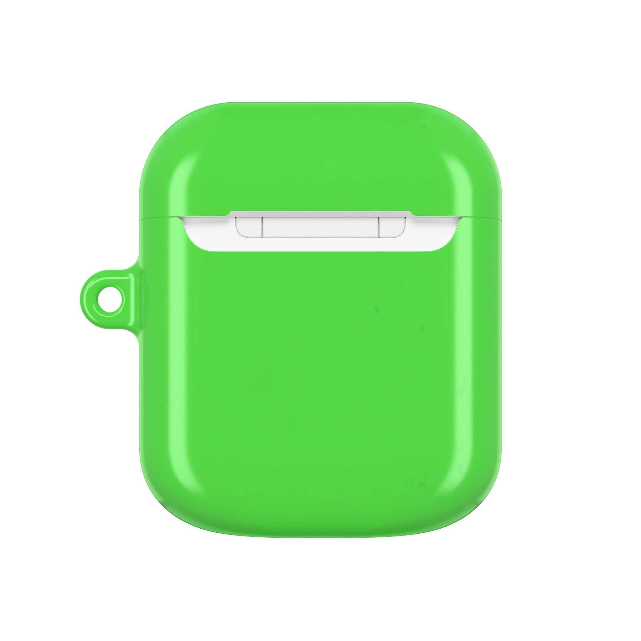 Lime green durable hard shell AirPods protective case with glossy finish and lightweight design