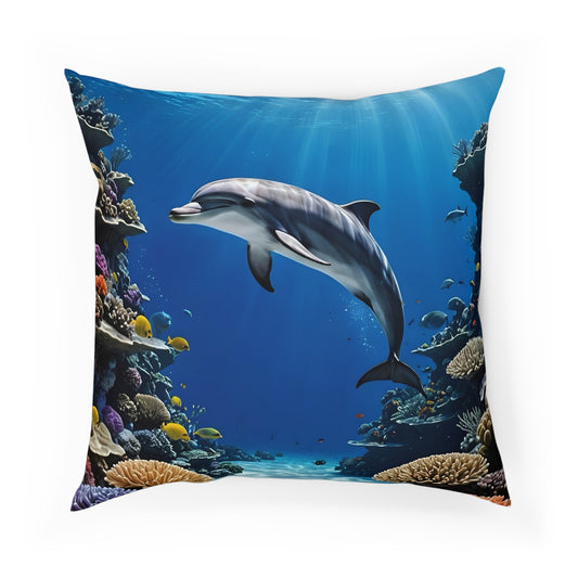 Gorgeous Dolphin Cotton Drill Square Cushion