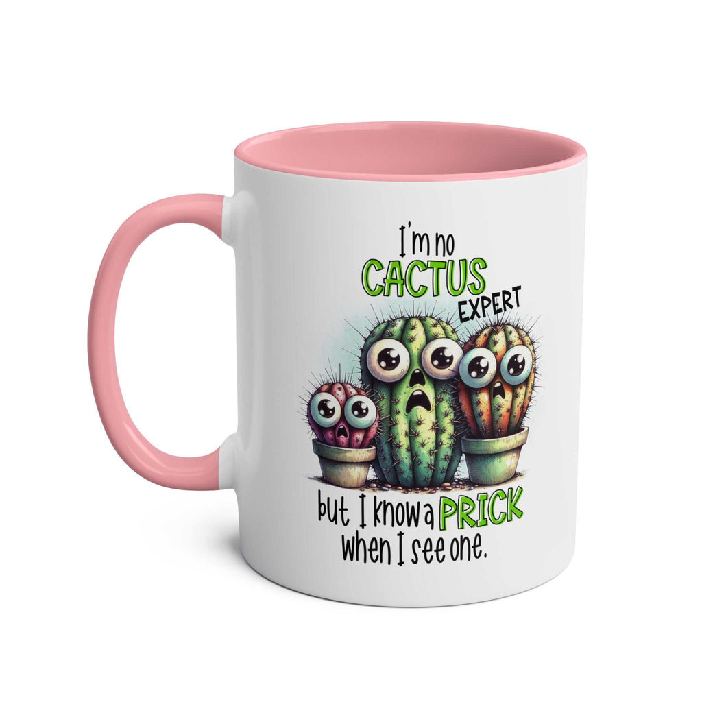 Fun Cactus Expert Coffee Mug with sassy cactus design and glossy finish in multiple colors