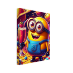 Minions Wall Canvas featuring vibrant yellow character with colorful background.