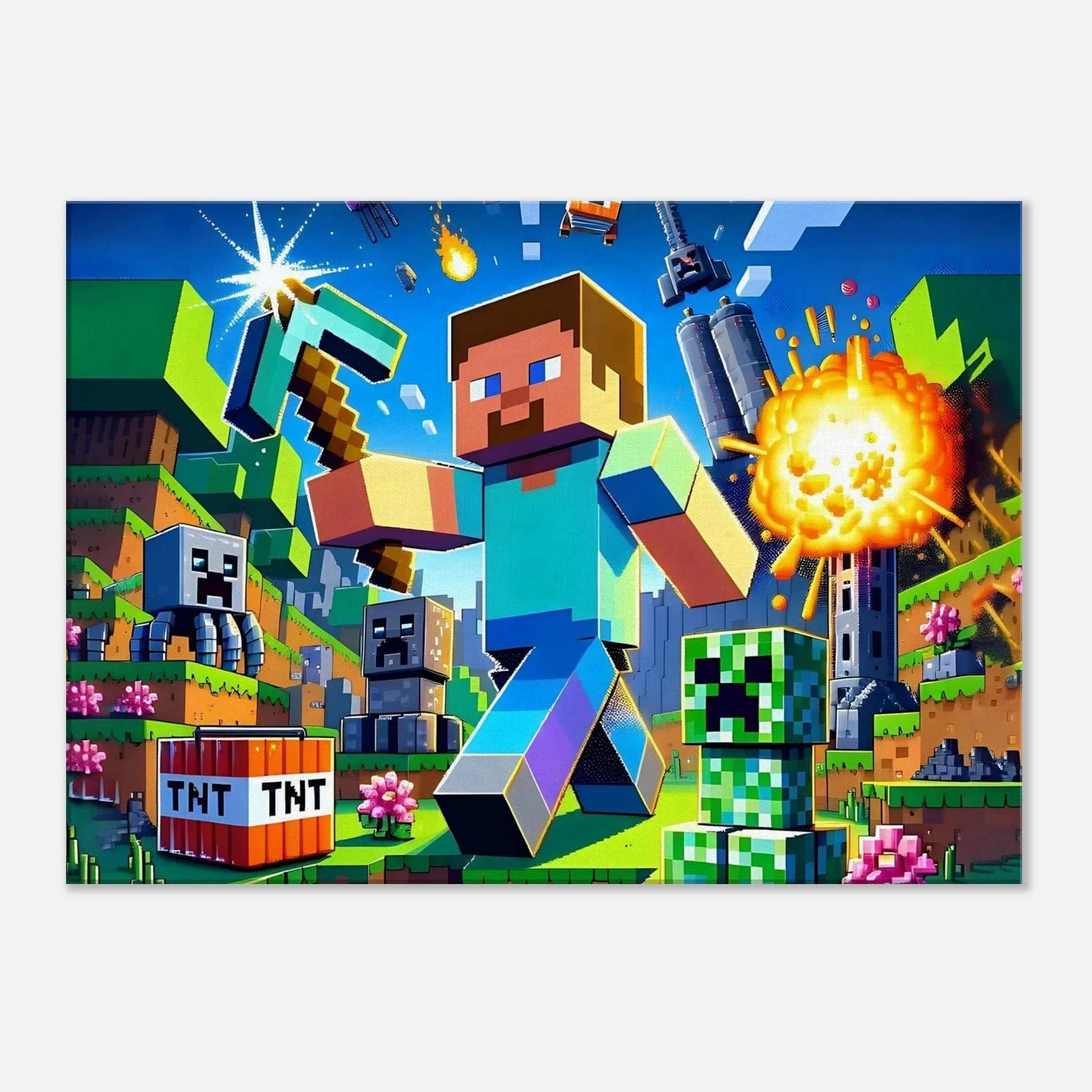 Minecraft Wall Canvas featuring vibrant blocky designs and characters.