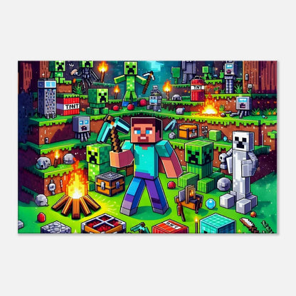 Minecraft Wall Canvas featuring vibrant colors and iconic game scenes.