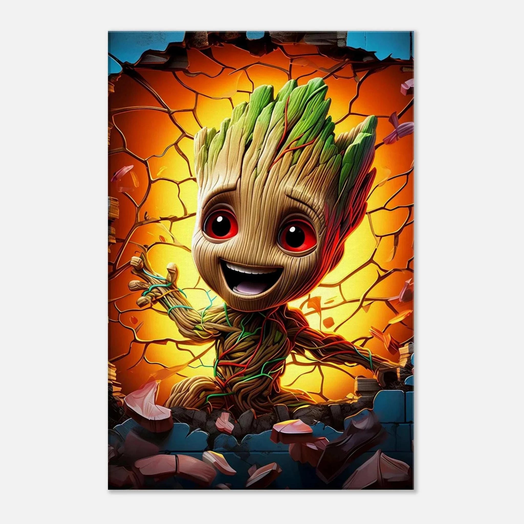 Baby Groot wall canvas with vibrant, playful design.