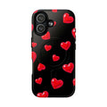Black Hearts iPhone MagSafe case with dual-layer protection and vibrant orange finish