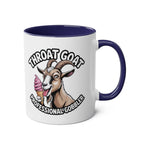 Throat Goat Mug ceramic coffee cup with cheeky adult humor design in glossy finish