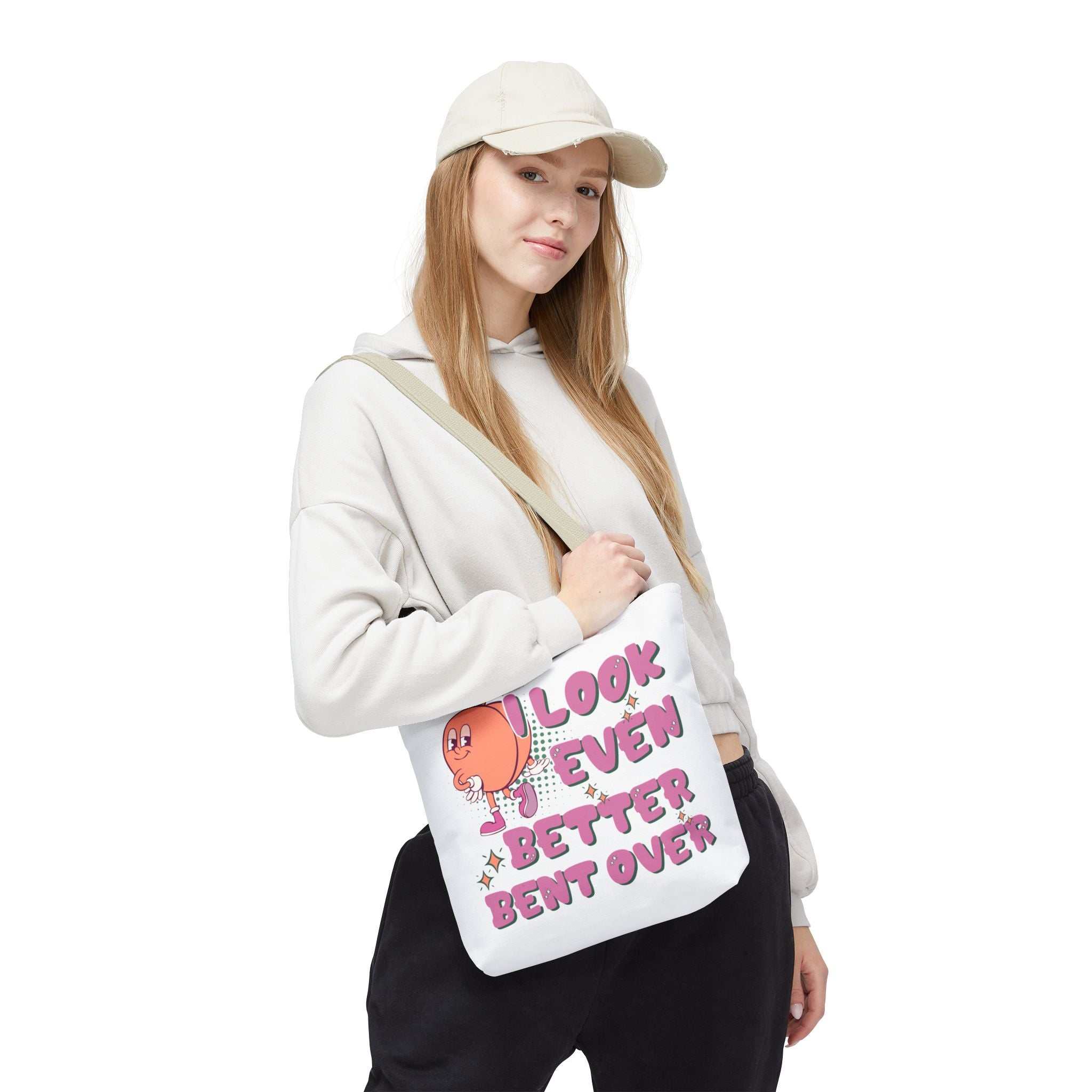 Cheeky Even Better Bent Over Tote Bag with colorful handles and durable spun polyester fabric for everyday use