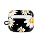 Black Daises AirPods protective case with vibrant daisy design and glossy finish