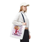Cheeky menopause humour tote bag in multiple sizes with colorful handles, durable polyester fabric, and playful design for everyday use