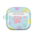 Pastel doggy paw print AirPods Pro protective hard shell case in vibrant colors