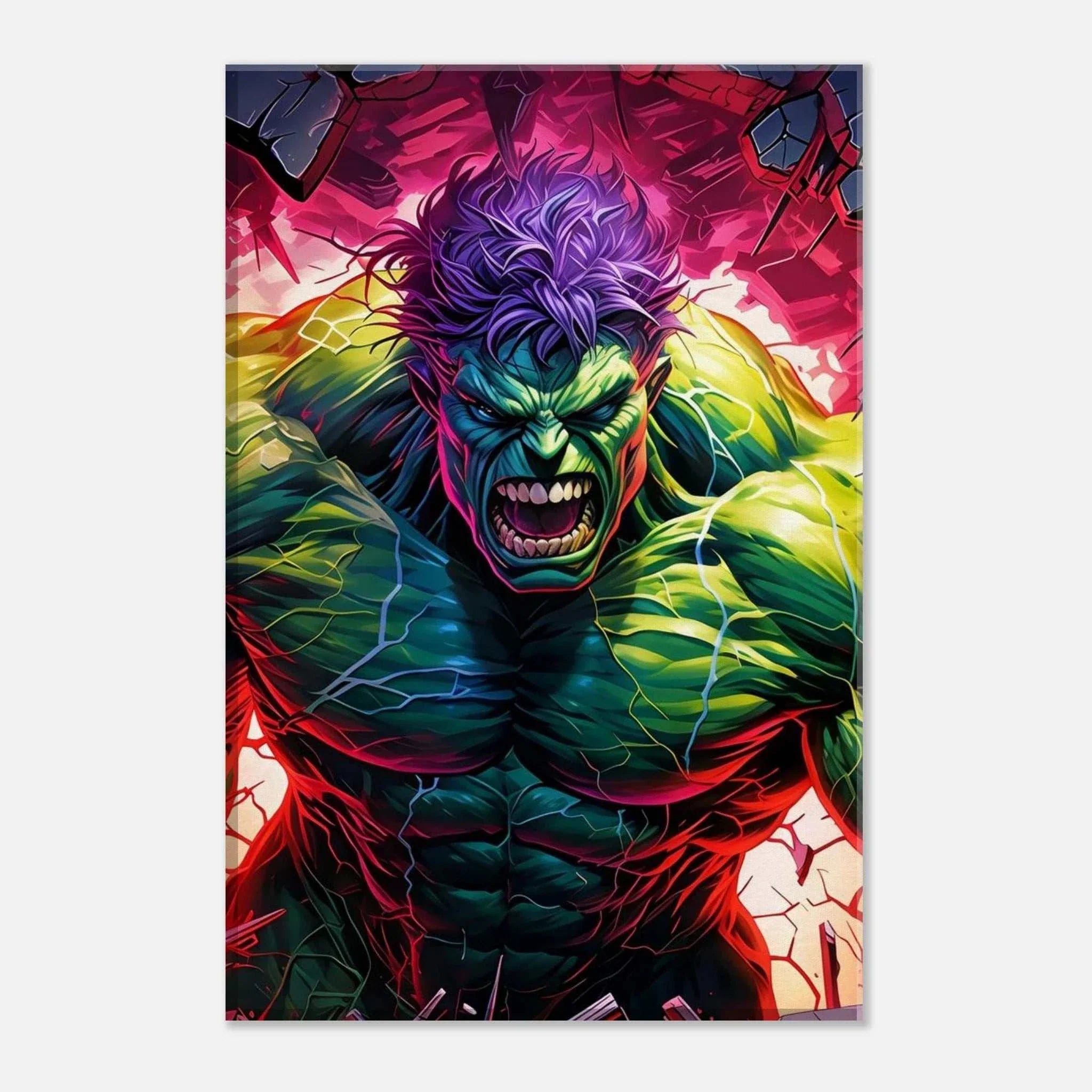 Incredible Hulk wall canvas in vibrant colors showcasing Hulk's strength.