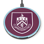 Burnley FC wireless charger in claret and blue with club crest and 10W fast charging