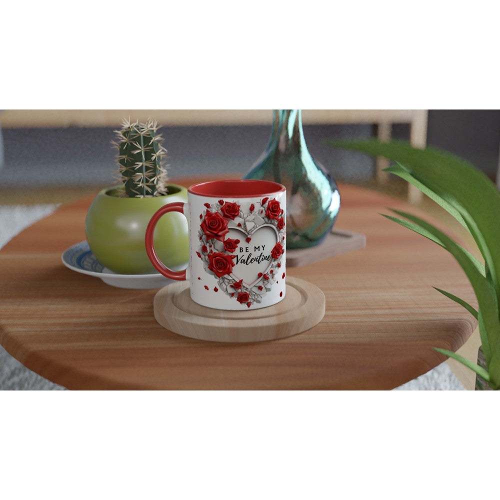 Stunning Valentine's Day mug with red roses and "Be My Valentine" design, perfect gift.