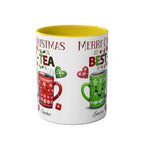 Personalised Bestie Christmas Mug with cute design, 11oz ceramic, available in 7 colors.