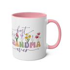 Best Grandma Ever Mother's Day gift mug with floral design and pink handle.