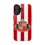 Sunderland FC red and white striped MagSafe iPhone case with club crest for fan protection and style