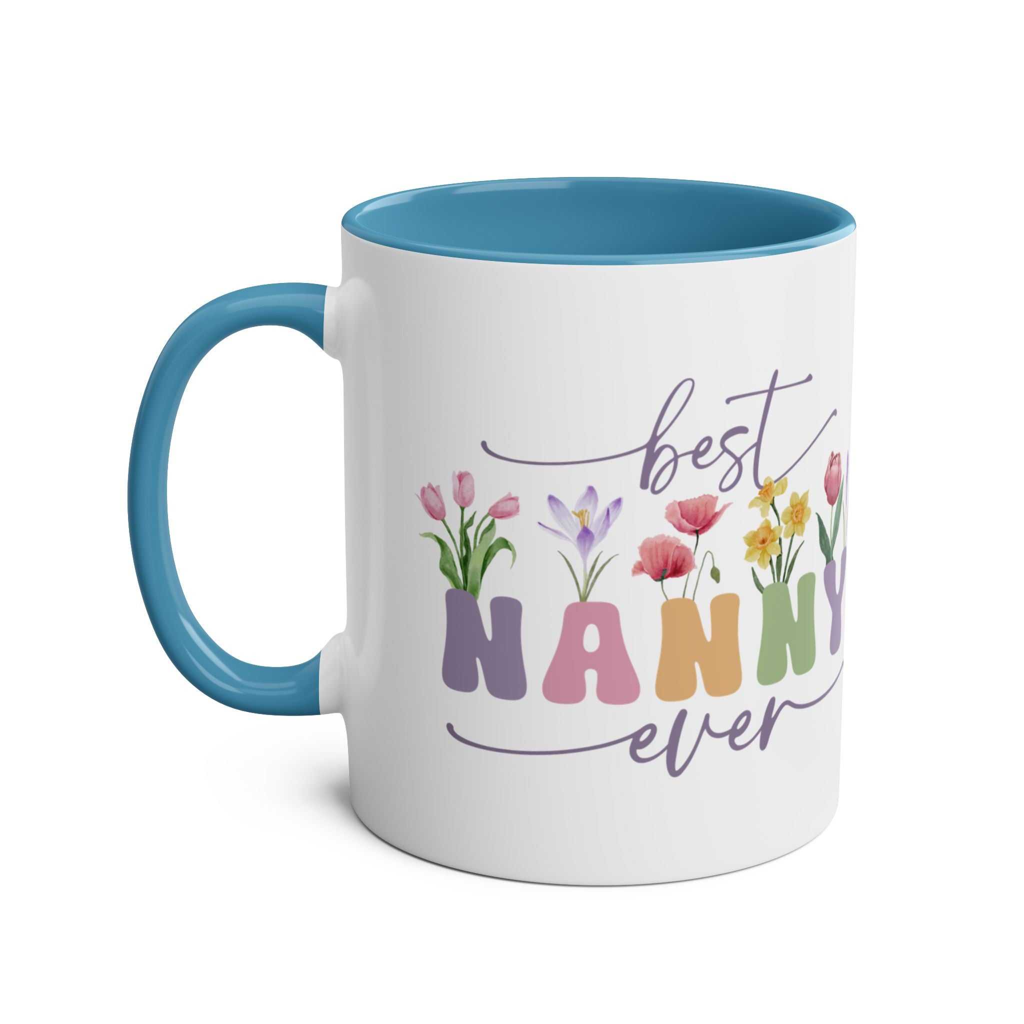 Best Nanny Ever Mother's Day gift mug with colorful design, glossy 11oz ceramic.