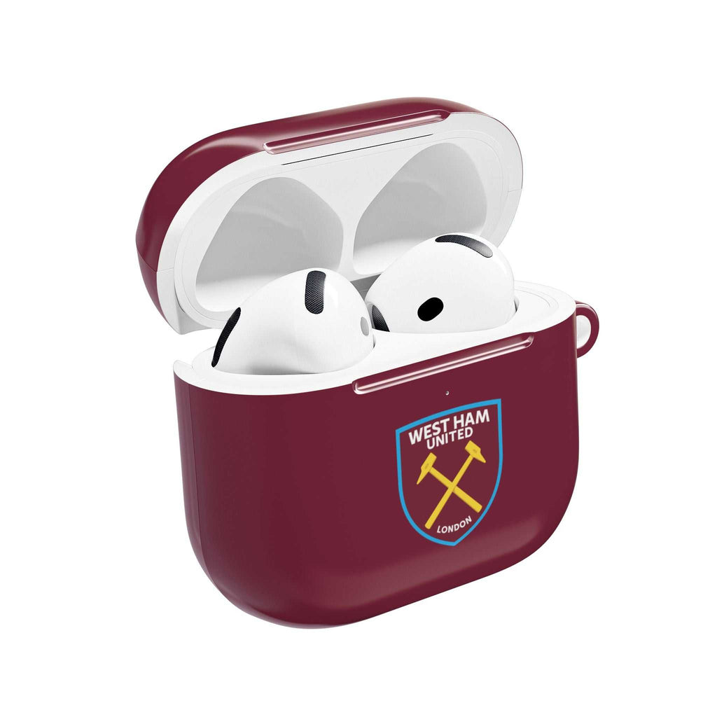 West Ham Utd FC AirPods Pro protective case in claret with crossed hammers crest