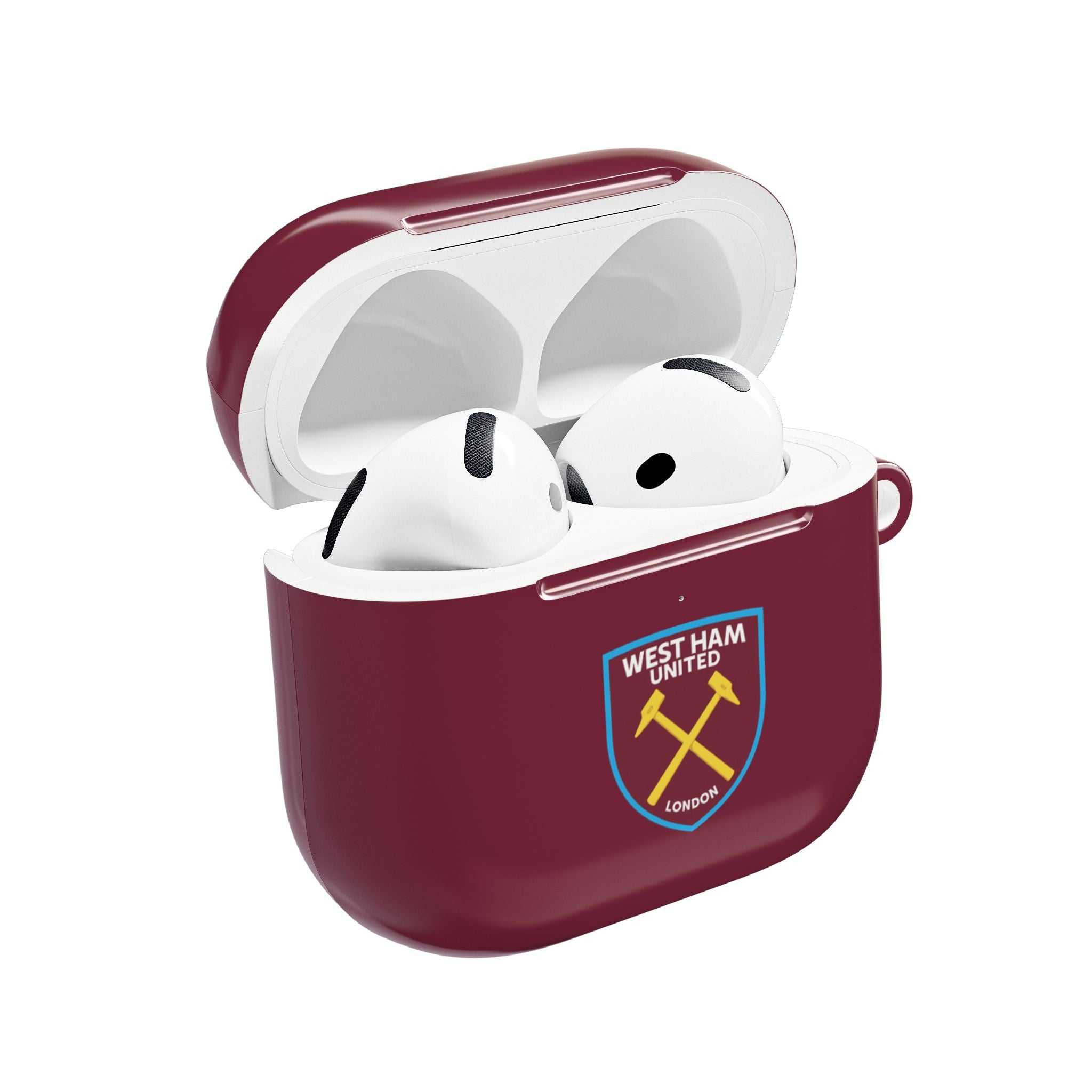 West Ham Utd FC AirPods Pro protective case in claret with crossed hammers crest