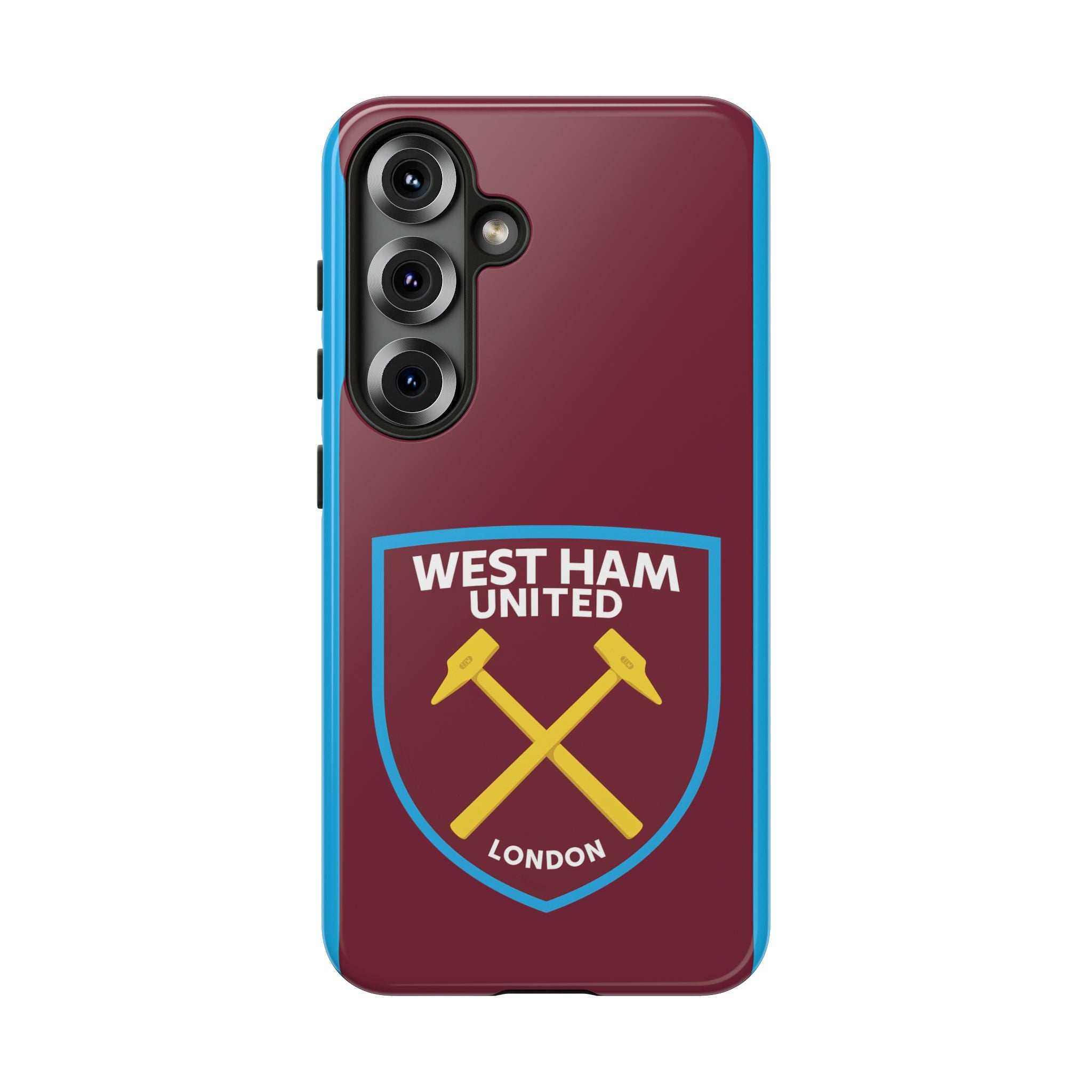 West Ham United Magnetic Samsung Case with claret and blue colors and official-inspired crest, dual layer protection and wireless charging compatible