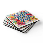 Zilch Coaster Set with floral design and humorous text