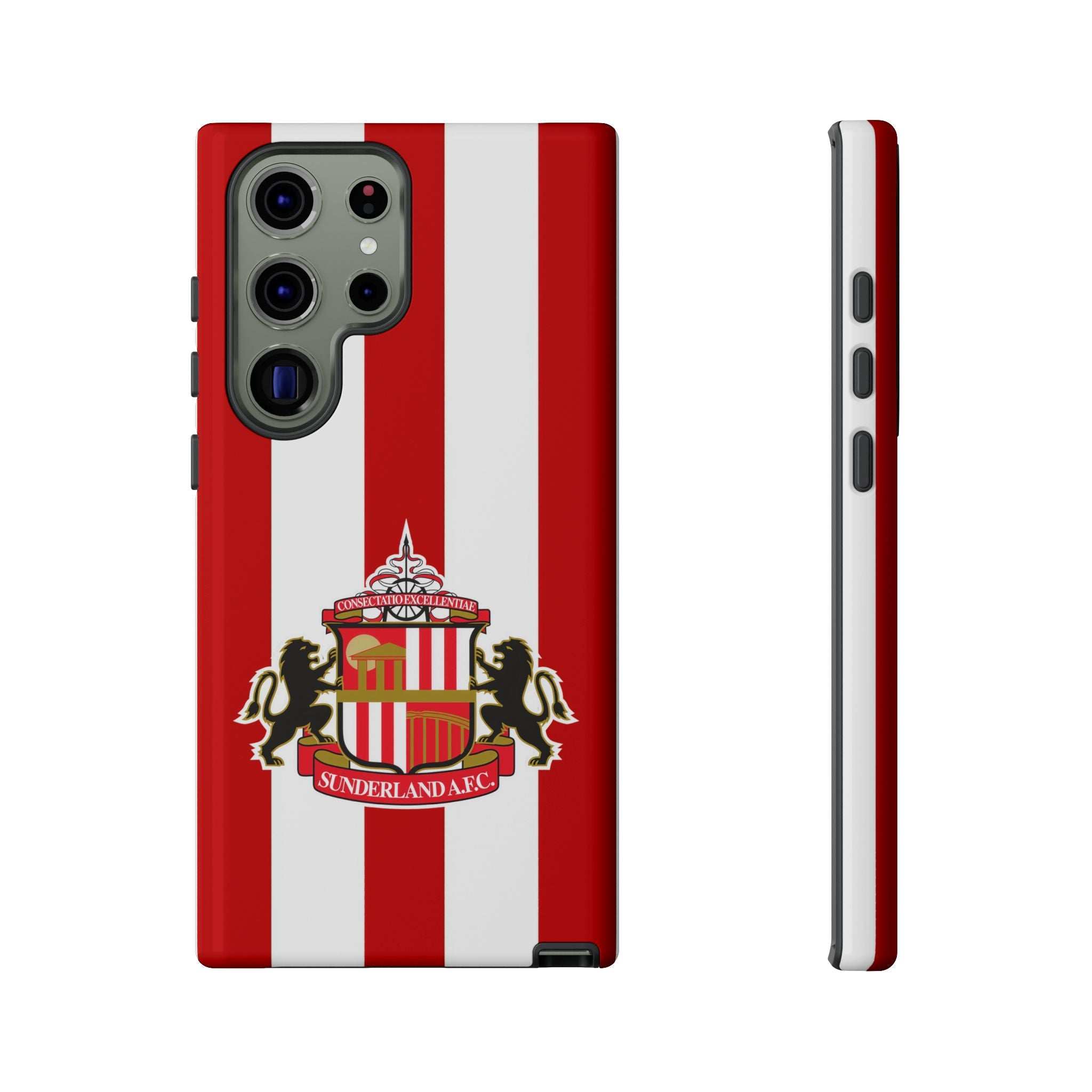 Sunderland FC magnetic Samsung phone case with red and white club colors and shock-absorbing dual-layer protection