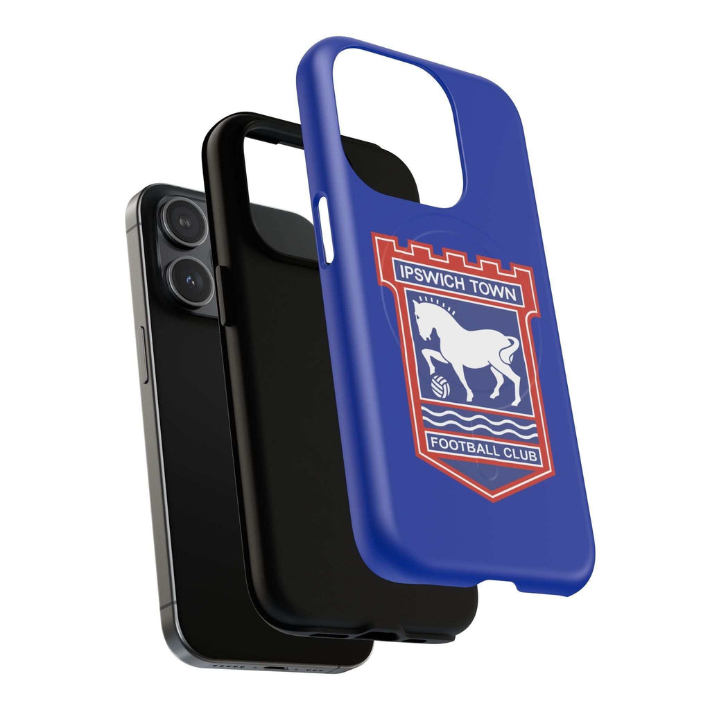 Ipswich Town MagSafe iPhone case with blue crest design and dual-layer protection