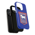 Ipswich Town MagSafe iPhone case with blue crest design and dual-layer protection