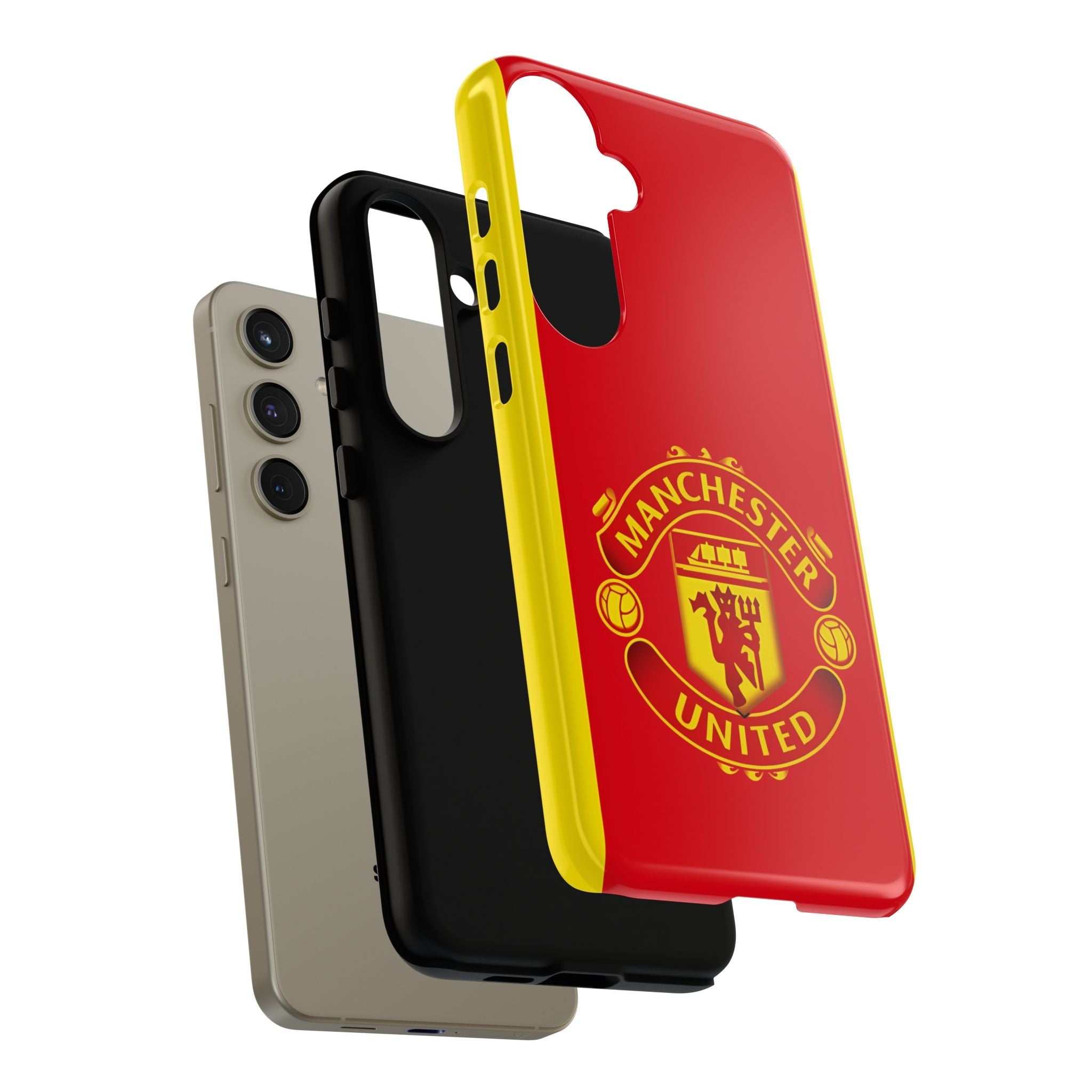 Manchester United Magnetic Samsung Case with red crest and dual-layer protection for wireless charging