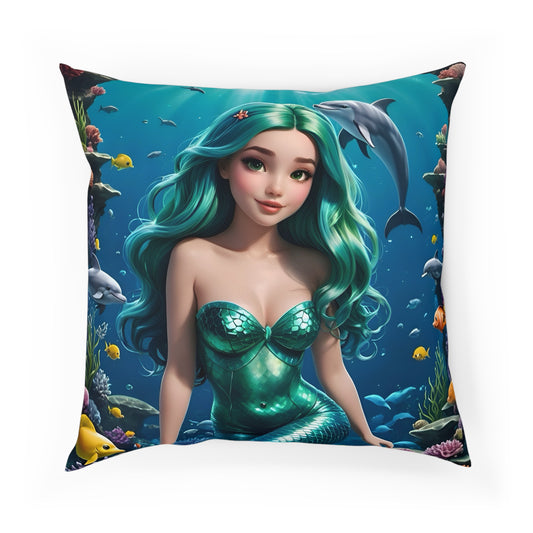 Gorgeous Mermaid Cotton Drill Square Cushion