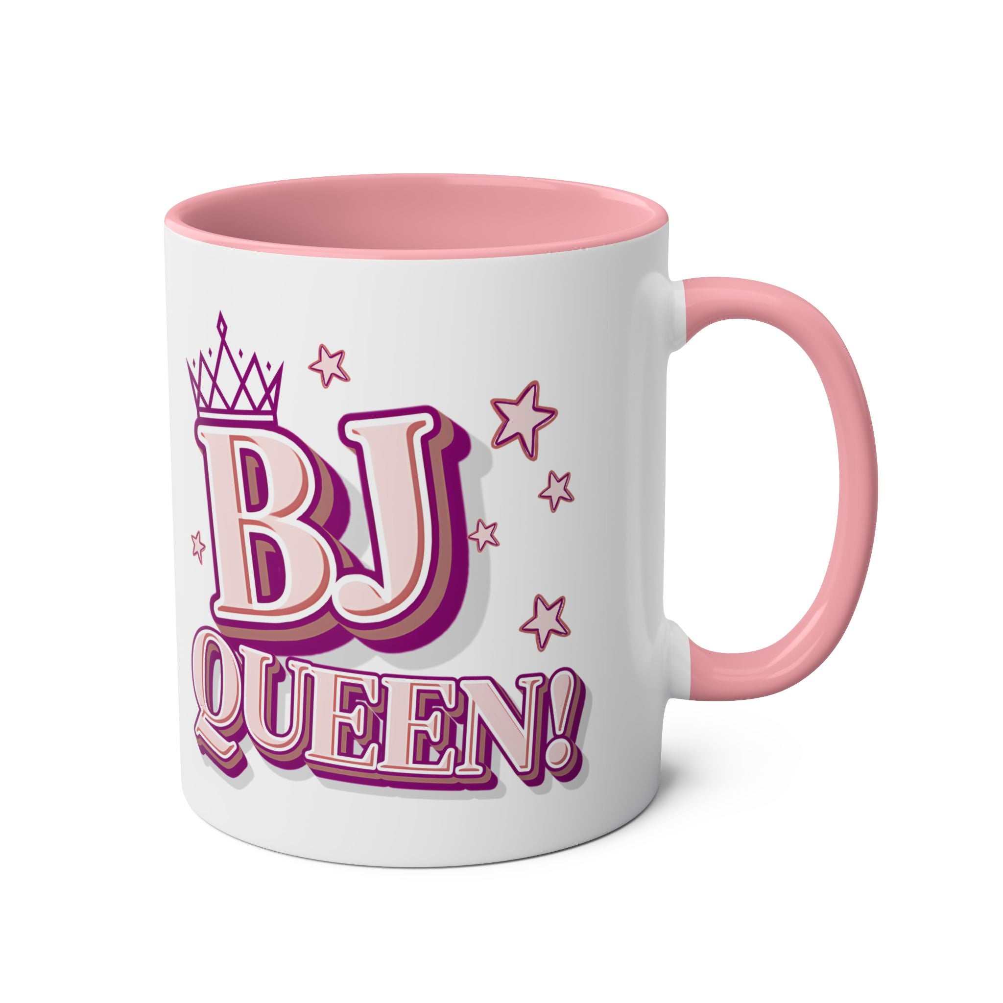 BJ Queen Coffee Mug bold colorful ceramic with cheeky crown design