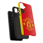 Manchester United magnetic Samsung phone case with red official-inspired crest and dual-layer protection
