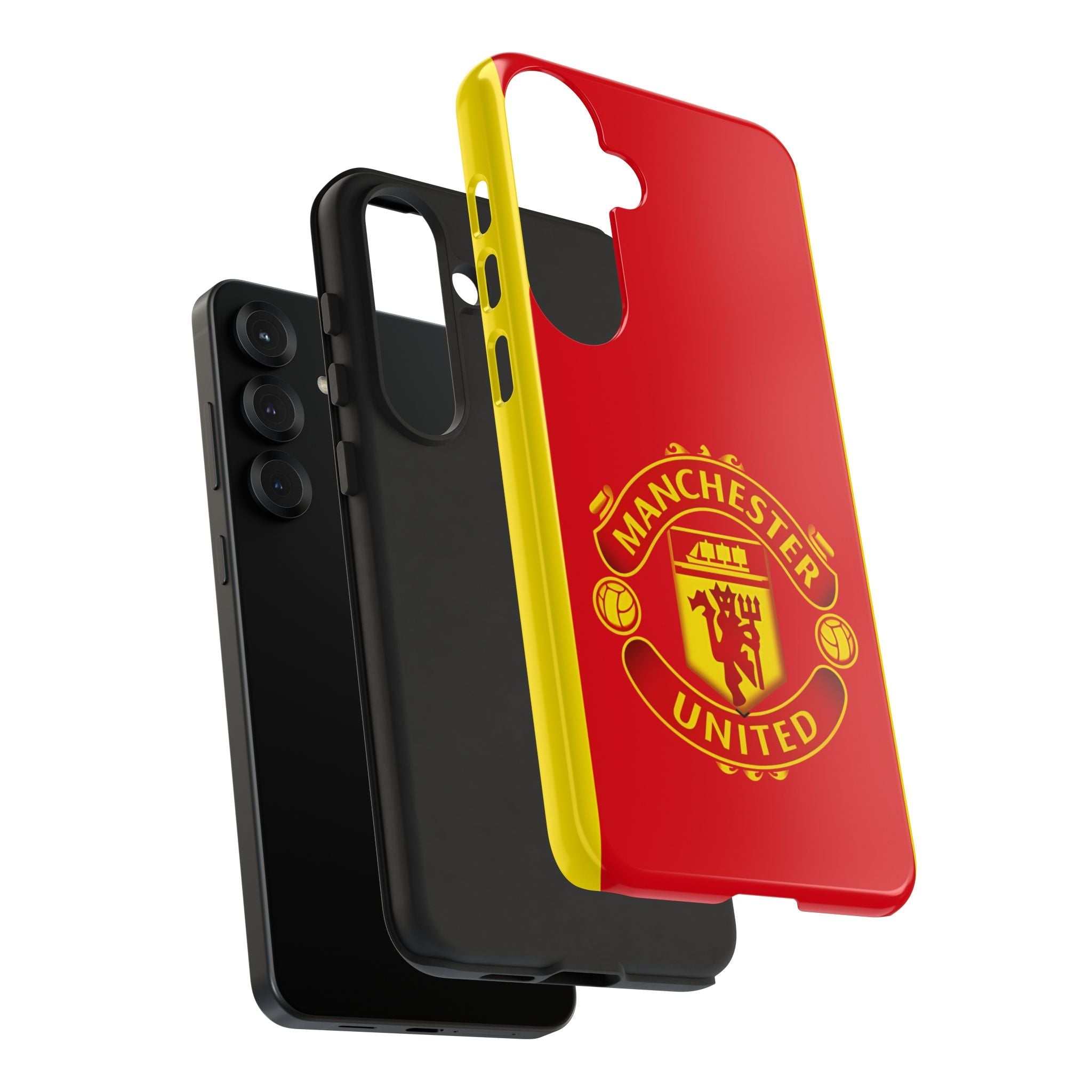 Manchester United magnetic Samsung phone case with red official-inspired crest and dual-layer protection