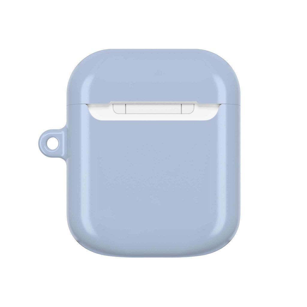 Misty Blue AirPods/Pro Protective Case with durable hard shell and glossy finish, compatible with wireless charging and designed for scratch and bump protection.