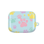 Pastel Doggy Paw hard shell AirPods case with colorful paw prints and glossy finish