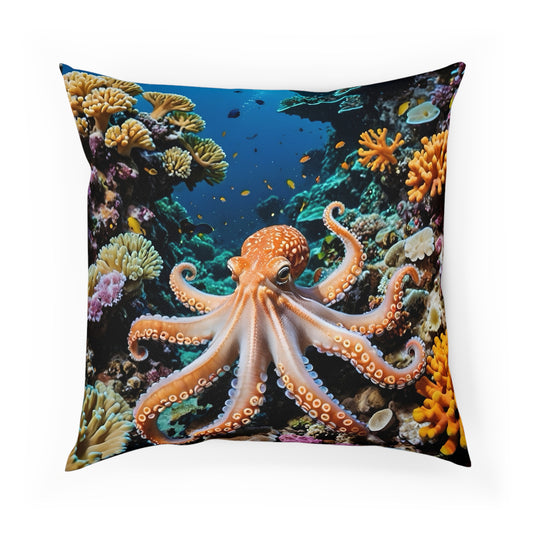 Octopus Cotton Drill Square Cushion