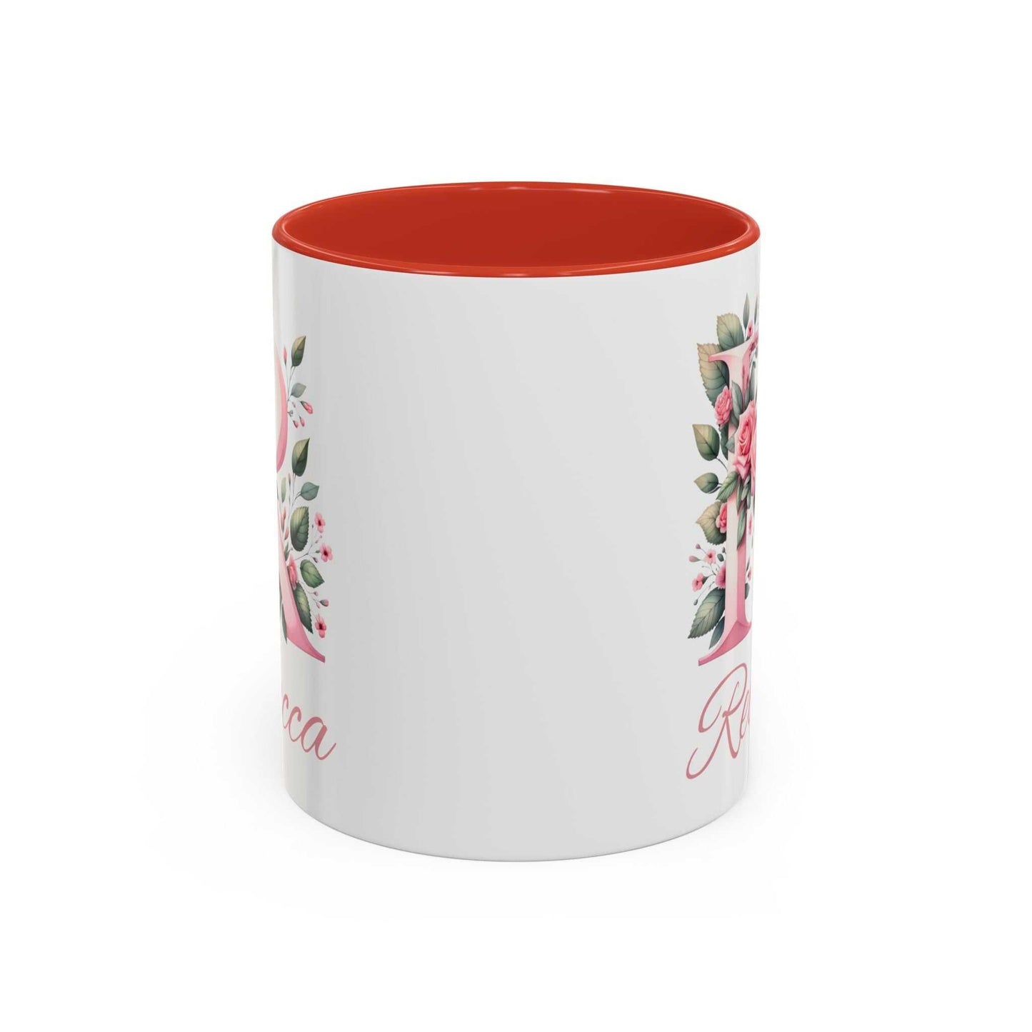 Personalised watercolour gift mug with floral design and custom name.