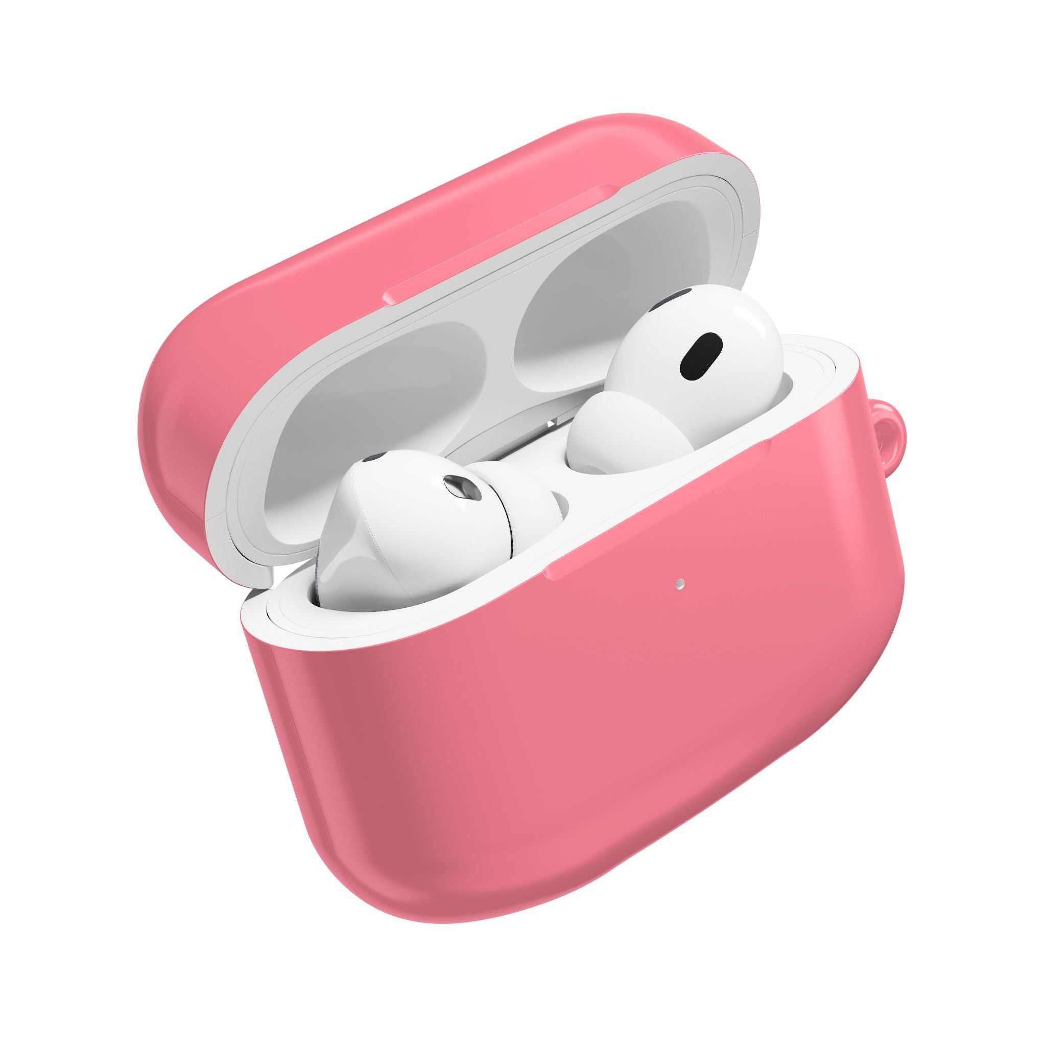 Light coral protective case for AirPods and AirPods Pro with durable hard shell and glossy finish